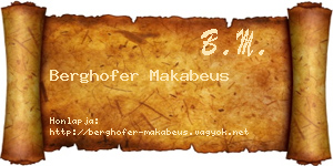 Berghofer Makabeus névjegykártya